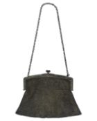 A George V silver mesh purse.