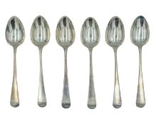 A set of six nineteenth-century silver teaspoons.