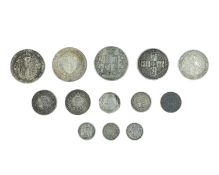 VICTORIA - A collection of Victoria silver coinage, including a Gothic Florin 1872.