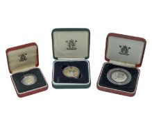 GB - Three .925 silver proof special issue coins, in cases with certificates.
