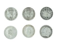 GB - A large collection of pre-1920, .925 silver, threepence coins, Victoria-George V.