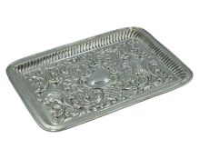 A Victorian silver card tray by William Aitken.