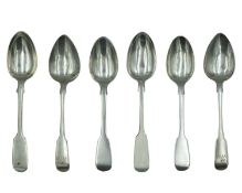A pair of George IV Irish silver fiddle-pattern teaspoons.