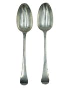 A pair of George III silver Old-English pattern tablespoons.