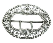 A Victorian silver foliate cast and pierced buckle by Julius Rosenthal.