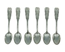 A set of six sterling silver teaspoons.
