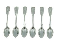 A set of six Victorian silver teaspoons by Hamilton & Inches.