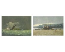 Claude Hamilton ROWBOTHAM (1864-1949) 'Squally Weather off Cape Cornwall' & 'Early Morning Fish Mark