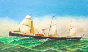 Follower of Antonio JACOBSEN (1850-1921) French Steamship