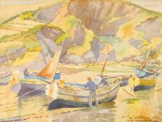 Philip Colingwood PRIESTLEY (1901-1972) Fishermen Tending to their Nets, Port Isaac