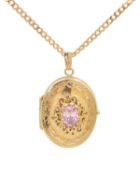A 9k yellow gold locket and chain.