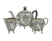 A Victorian silver bachelor's tea set by Mappin & Webb.