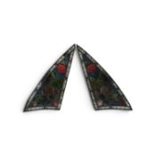 Pair of stained glass panels.