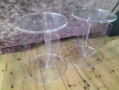 Acrylic tables.