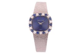 Bueche Girod – 18ct White Gold Gem-Set Cocktail Watch, with Lapis Lazuli Dial Year: Hallmarked 1972 