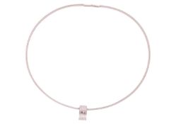Chopard - A diamond-set necklace featuring a curved rectangular-shaped pendant with a central glazed