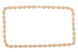 A long heavy anchor link chain, fastened with lobster clasp, marked as '750', link width 8.9 mm, ove