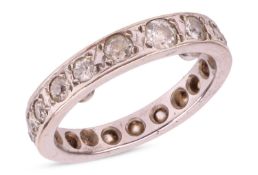 A diamond-set full eternity ring, grain-set with old-cut diamonds, of various sizes, in an unmarked 