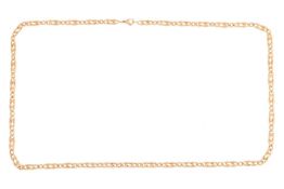 A fancy curb link necklace, completed with a lobster clasp, yellow metal stamped '750', overall leng