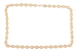 A long heavy anchor link chain, fastened with lobster clasp, marked as '750', link width 8.8 mm, ove