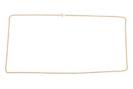 A long twisted rope necklace, completed with a spring-ring clasp, yellow metal stamped with Italian 