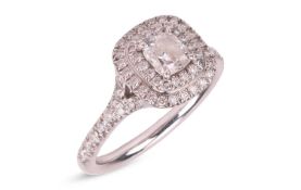 Tiffany & Co. - a 'Tiffany Soleste' double row ring, claw-set with one cushion modified brillian