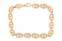 An anchor link bracelet, fastened with lobster clasp, marked as '750', link width 8.6 mm, overall me