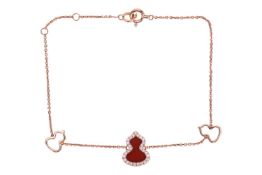 A Qeelin 'Wulu' bracelet set with carnelian and diamonds, featuring Chinese Hulu gourd motifs, set w