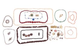 A quantity of vintage and antique costume jewellery; to include an oval glazed portrait locket stamp