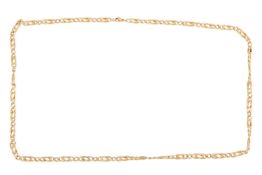 A long fancy curb link necklace, completed with a lobster clasp, yellow metal marked '18ct', 62.0 cm