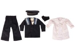 An early 20th century child's sailor's uniform, comprising an 'HMS New Zealand' hat, undershirt, tro
