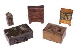 An unusual WWI era Huntley & Palmers sentry box biscuit tin, depicting soldiers from England, Ru