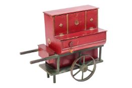 An early 20th century barrel piano, modelled as a street cart, with working Swiss movement and five 