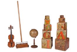 A small Ludwig Julius Heymann (Berlin) terrestrial desk globe, on turned wooden stand inset with a c