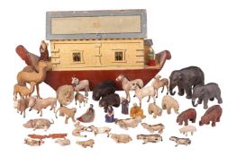 A late 19th century German wooden Noah's Ark, likely original paintwork, 31.5 cm high x 56 cm x 156 