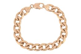 A flat curb link bracelet, in 9ct yellow gold, the angular curb links leading to a lobster clasp, me
