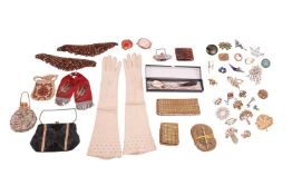 A quantity of mid-century and vintage costume jewellery items; to include examples with rhinestones 