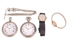A group of watches and pocket watches; The first a 9ct gold Omega, reference 50967, serial 560962, t