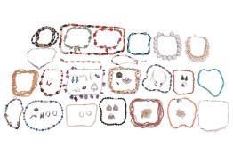 A quantity of silver, white metal and beaded jewellery; to include a pair of freshwater pearl hoop e