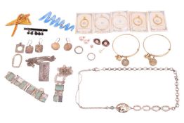 A Norwegian silver and enamel abstract brooch; in yellow and orange guilloché enamel, of crossover t