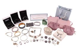 A large collection of silver and costume jewellery, to include pieces by Pandora and Links of London