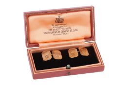 A pair of monogrammed cufflinks in 9ct gold, the octagonal panels each engraved with a crowned ‘W’, 