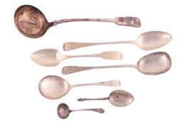 A George III Irish silver fiddle pattern basting spoon, Dublin 1809 by Richard Whitford, retailed by