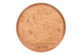 A 1902 Edward VII half sovereign, bare head to the right.