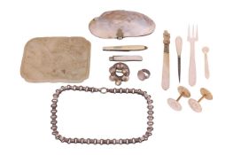 A miscellaneous group of items, to include examples of a large Chinese carved nephrite jade slab, de