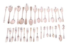 A mixed quantity of English and German white metal and silver plate, including a pair of 19th centur