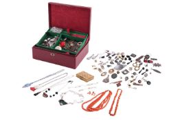 A large group of costume jewellery, to include examples of earrings, brooches, necklaces and bracele