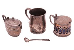 A George II silver baluster mug, with scroll handle and stepped foot, London 1738, by Edward Vincent