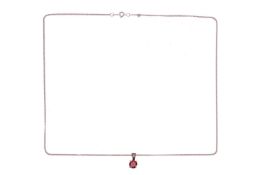 A garnet-set pendant with chain, claw-set with a circular-cut garnet of 6.0mm, in white metal mount 