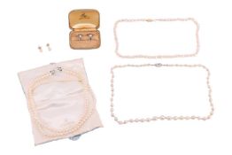 Mikimoto - a double-strand cultured Akoya pearl necklace, featuring pearls of 5.0-5.5mm, of off-whit